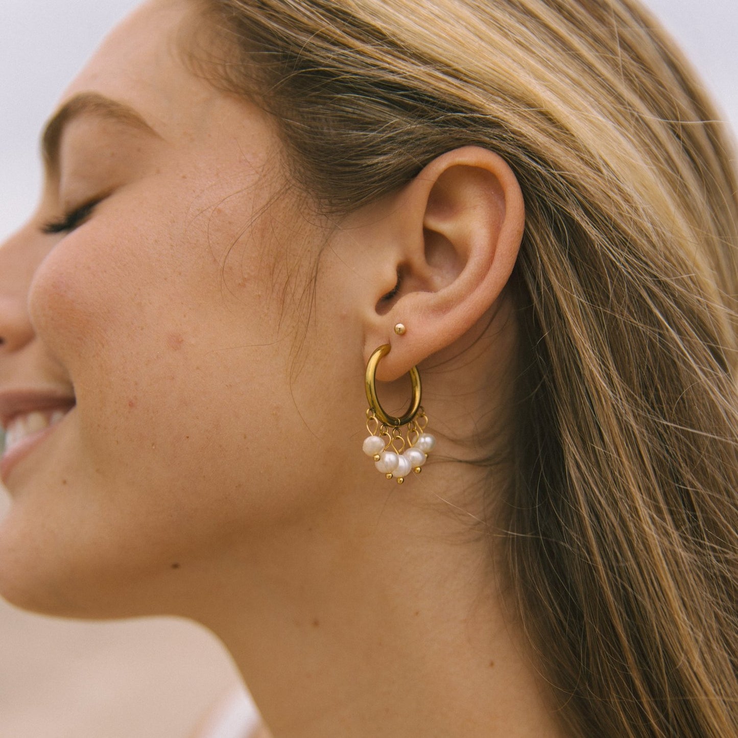 Pearl Drop Hoops